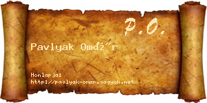 Pavlyak Omár névjegykártya